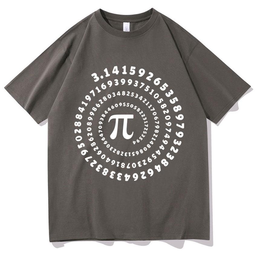 Hot Sale Mens High Quality Cotton Crewneck Funny Pi Print Summer Loose Tshirt Short Sleeve Gothic Oversized Tshirt Casual Tops