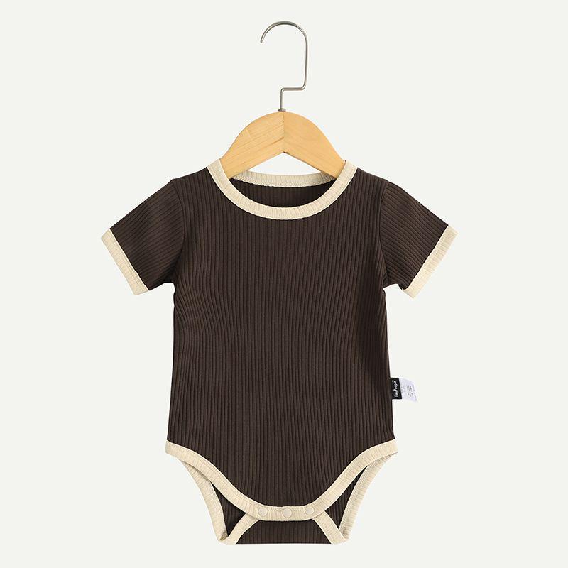 Retro-Style Infant Girl Triangle Romper - Lightweight and Trendy Color Block Design for Spring/Summer