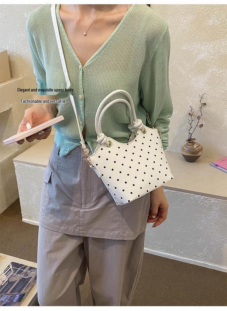 2026 Summer Women's Polka Dot Handbag: Exquisite Small Outing Shoulder Crossbody Bucket Bag