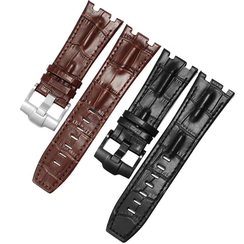 Genuine Leather watch Strap For AP  15703 Royal Oak Offshore Series 28mm Black Brown Blue Watchbands accessories men