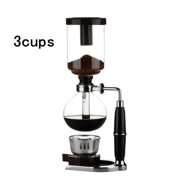 New Home Style Siphon Coffee Maker Tea Siphon Pot Vacuum Coffeemaker Glass Type Coffee Machine Filter 3cup 5cup