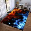Red and Blue Flame Pattern Carpet, Modern Fire Design Home Decor Rug Suitable for Use As an Anti-slip for Living Room Bedroom Sofas