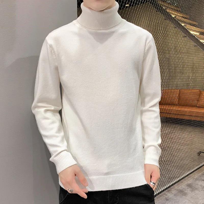 Autumn Winter Turtleneck Sweater Pure Color Bottoming Shirt Tide Brand Sweater All-match Cardigan Sweater Young Men's Warm Pullover