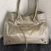 2025 Winter Streetwear Oversized Canvas Tote Bag With Studs Black Olive Green Soft-Medium Rigidity Crossbody Or Handheld