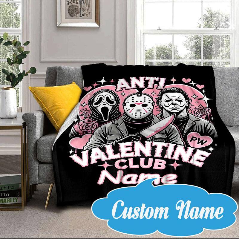 Custom Name Ghostface Horror Theme Blanket bed sofa Blanket Flannel Blanket for Camping, Hiking, Picnic Essentials,gift for Fan family