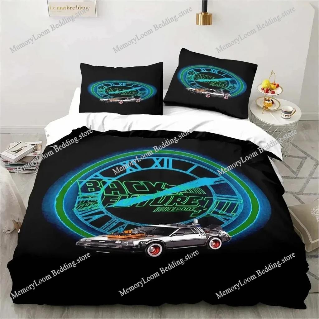Back To The Future Classic Movie Retro Bedding Set Bed Three Piece Set Single Double Bed Queen Size King Quilt Cover Boy Gift
