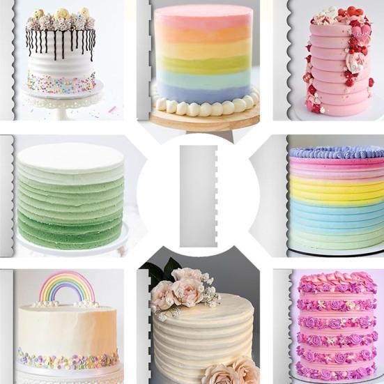 Yousheng 1/5Pcs Cake Scraper Polygonal Pattern Multi-Function Scraper Spatula Easy to Clean Baking Tool Cake Surface Decorator