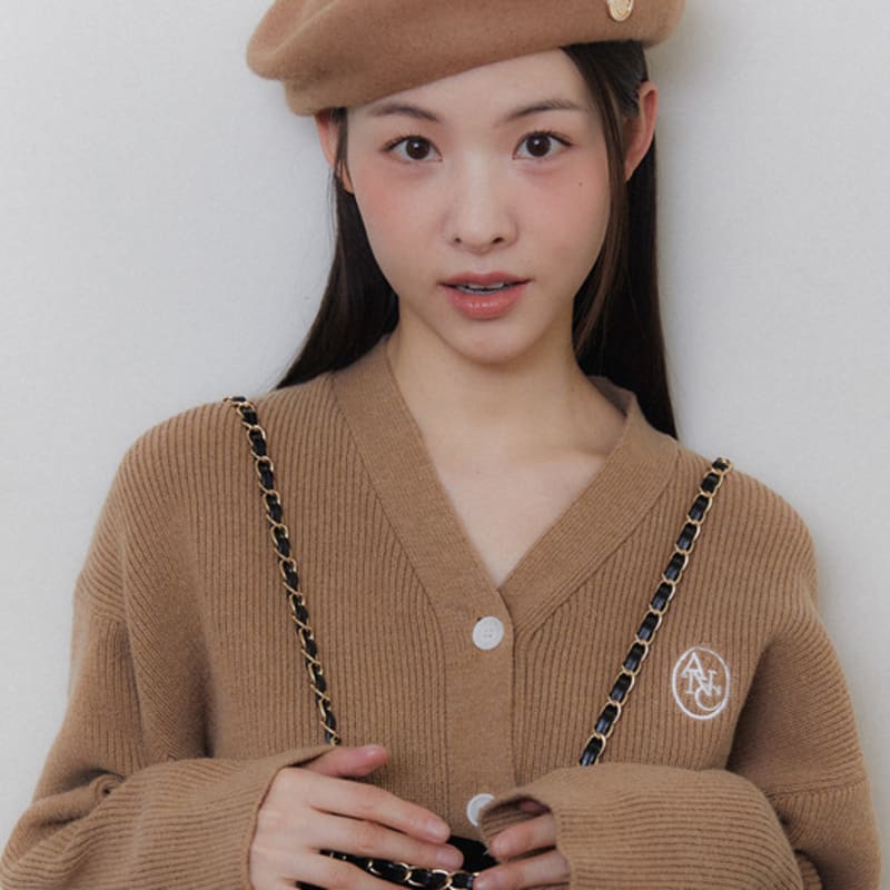 ANOETIC ANC LOGO POINT WOOL BERET_BEIGE