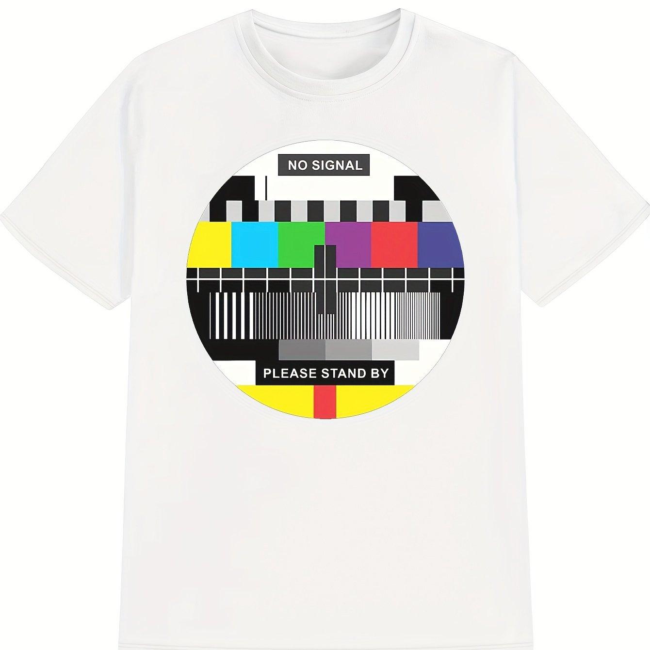 

Men s Retro TV No Signal Please Stand By Color Bar Print T-Shirt XXL білий