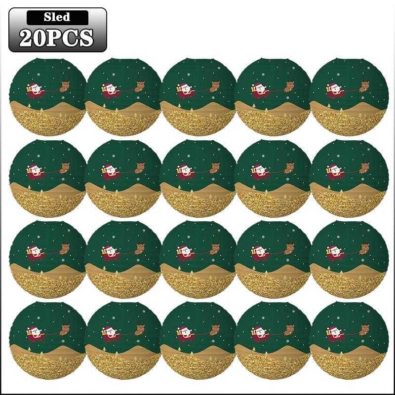 1-20PCS Christmas Paper Lanterns Santa Snowman Reindeer Hanging Lanterns for Xmas Party Decorations Holiday Home Decor Gifts