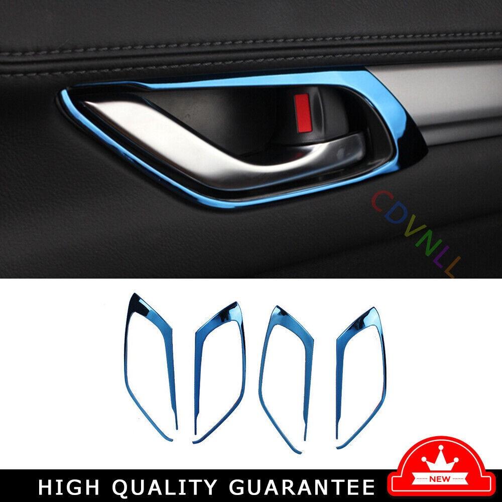 Fit For Mazda CX-5 CX5 2017-2024 Blue Titanium Inner Door Handle Frame Trim 4PCS