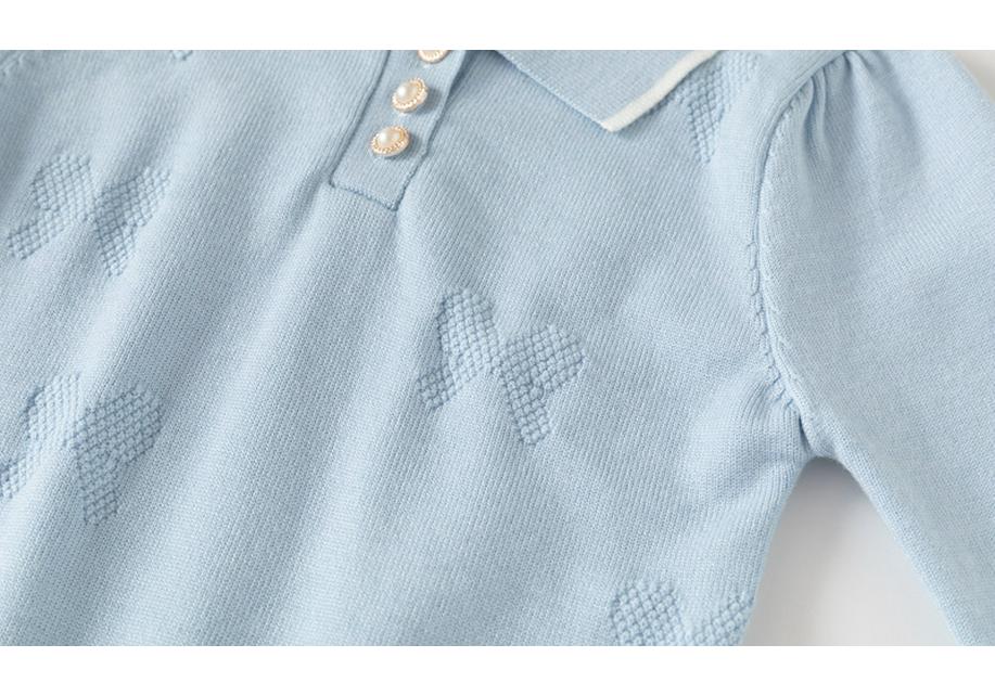 Girls' Korean Style Knit Polo Collar Sweater Pullover - Solid Color, Versatile Half-Button Design