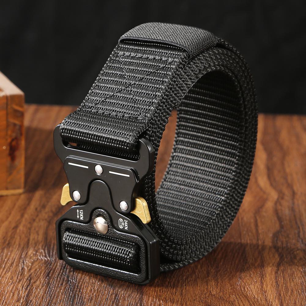 

Men s Versatile Leather & Nylon Belt with Cobra Alloy Buckle 130 cm чёрный