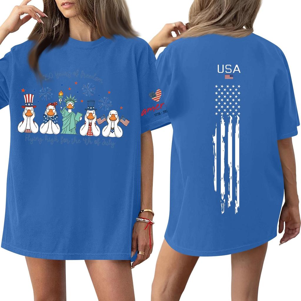 Women's Casual Fashion Round Neck Casual Print Short Sleeve T-Shirt Top
