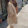 Women Casual Cotton Linen Blazer Jacket Long Sleeve OL Work Coat Suit for Spring Summer One Button Casual Office Wear