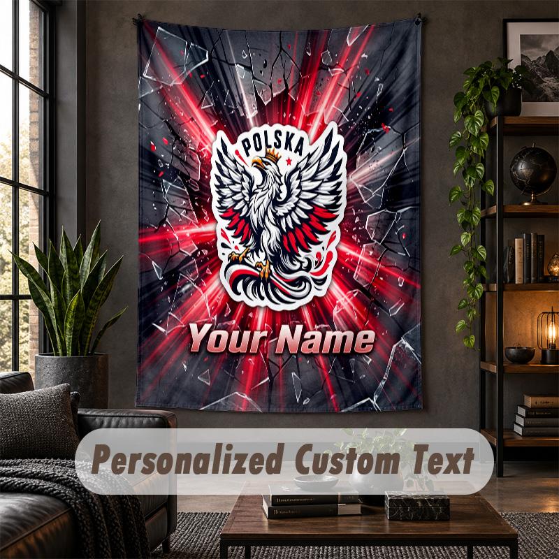 Wall Tapestry Poland Football Print Custom Name Text Wall Hanging Home Decor