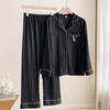 Pajamas women's spring and autumn sweet striped light luxury ice silk long-sleeved trousers can be worn outside high-end loungewear suit
