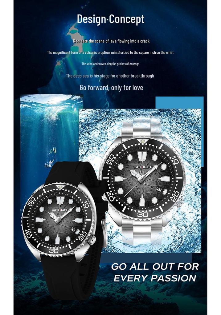 SANDA Men's Quartz Watch: Luminous, Calendar, Rotating Bezel, Waterproof, Business & Casual.