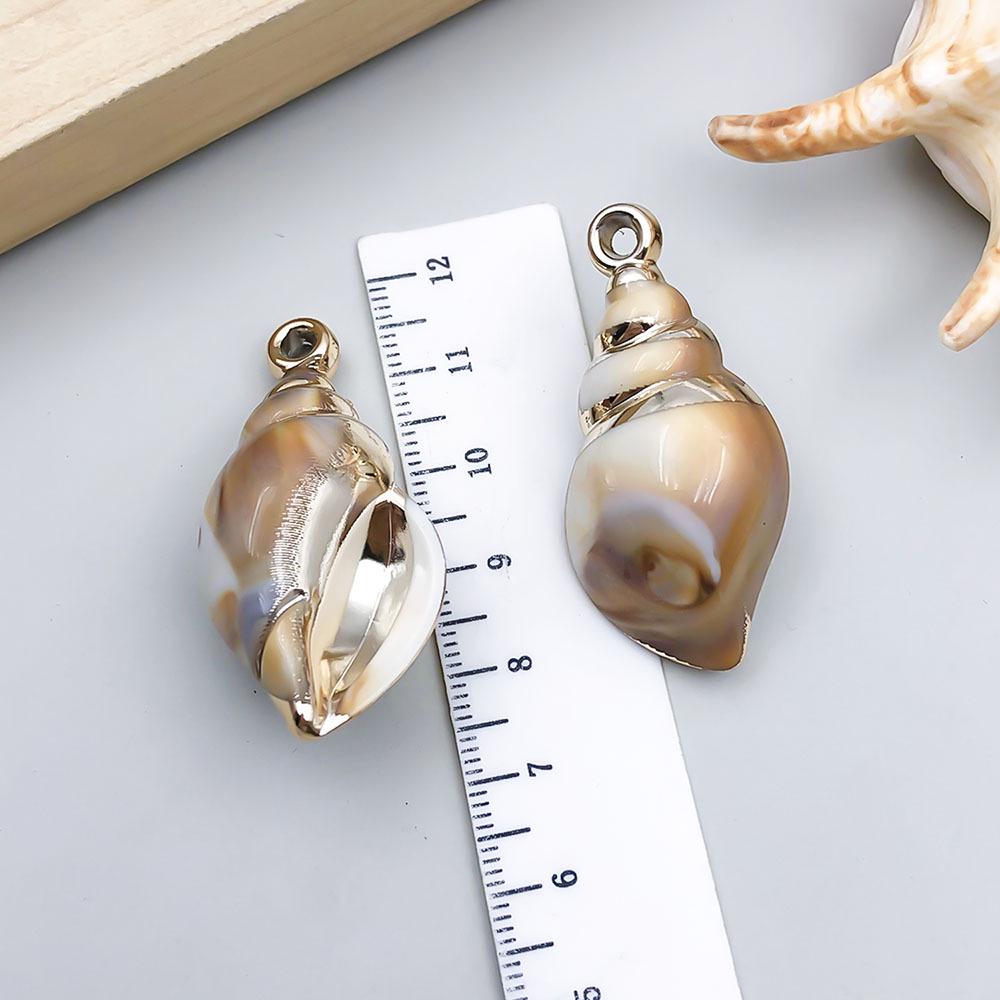 Gold Electroplated Acrylic Conch Pendant Charm for DIY Bracelets and Necklaces