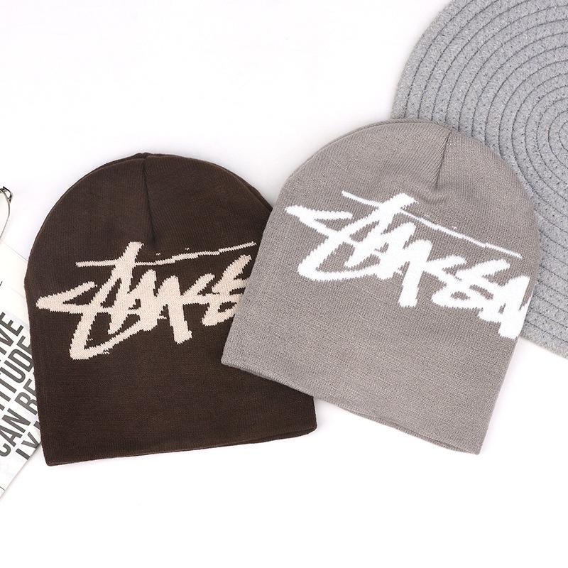 Strickmütze für Herren und Damen, Kaltwettermütze, Pullover, Jacquard, Amerikanisch, Warm, Ohrenschutz, Herbst und Winter, Hip Hop, Vielseitig, Wollmütze, Buchstaben
