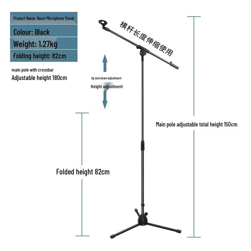 Adjustable Portable Microphone Tripod Stand for Live Streaming, Recording, Outdoor, or KTV
