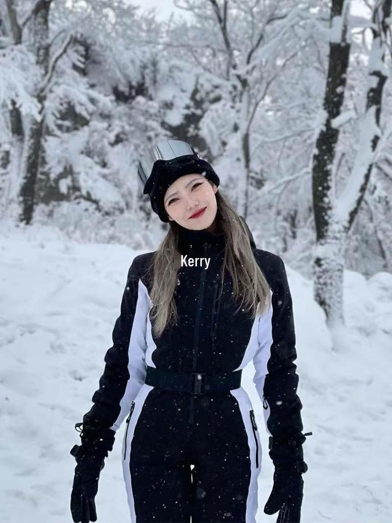 2025 Women's Slimming Waterproof One-Piece Ski Suit for Winter Outdoor Activities