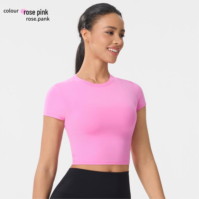 Women s Quick-Dry Short Sleeve Nylon Pilates & Yoga Crop Top Extra Large