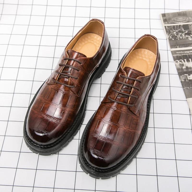 Size 38-44 Silver Soft Soled Leather Work Shoes Man Spring Casual Shoes Dress Shoes Thick-soled Loafers for Men  Mocasines New