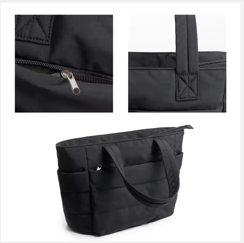 Dame Boble Tote Bag Bomullspolstret Dame Quilting Puffy Håndveske Skulder Shopper Ensfarget Håndtakveske Allsidige Hverdagsvesker