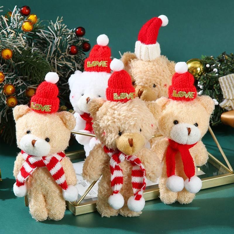 Adorable Plush Christmas Bear Pendant With Colorful Scarves And Hats Perfect For Holiday Decor