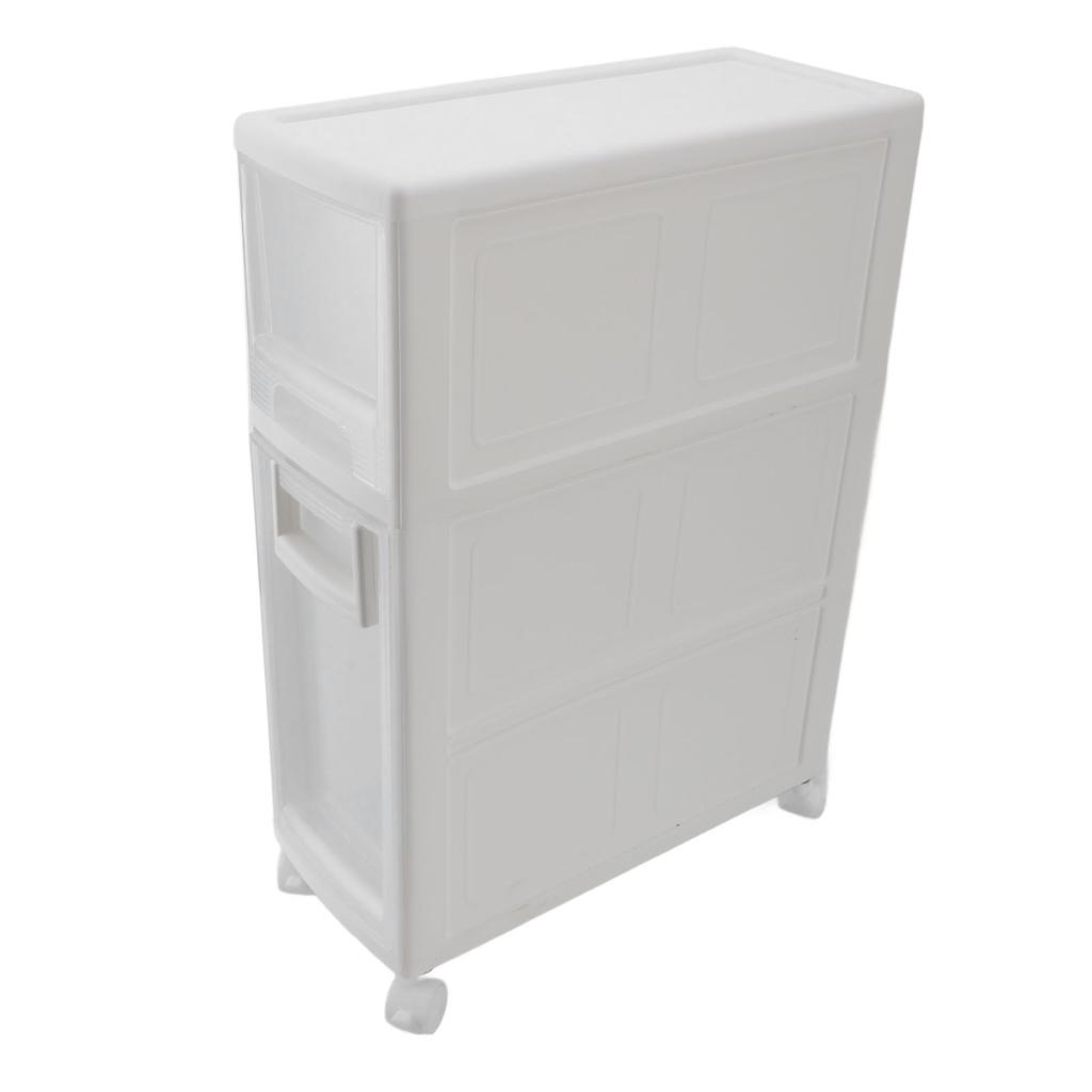 Bathroom Storage Cabinet Plastic Narrow Slim Organizer Small Corner Cabinet with 2 Drawers and 4