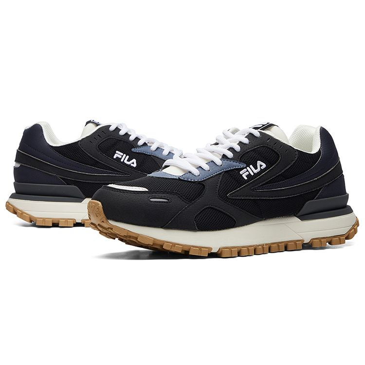 Fila Leisure Comfortable Mesh Fabric Shock Absorbing Breathable Low Top Casual City Commuting Running Shoes Men Sneaker Black Gray F12M041118FNB