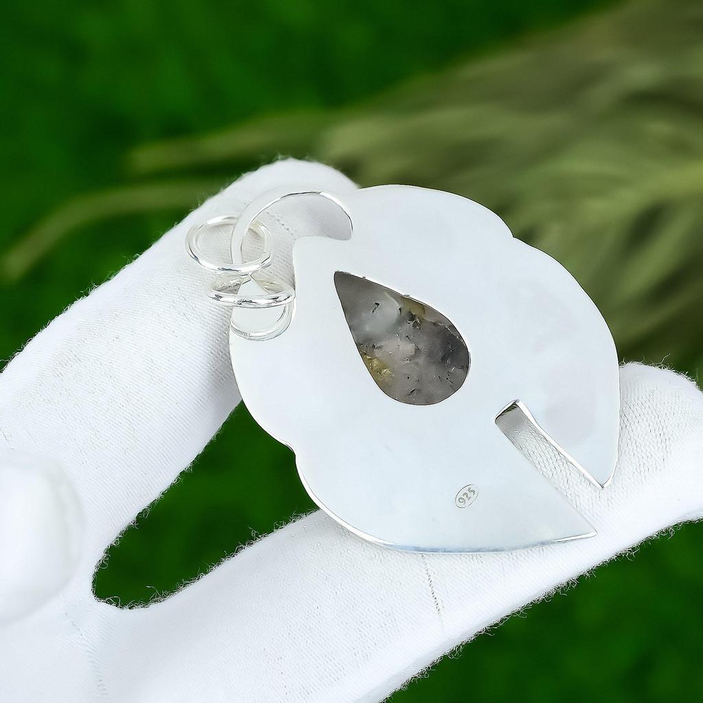Natural Black Rutile Gemstone Pendant 925 Sterling Silver Jewelry For Women