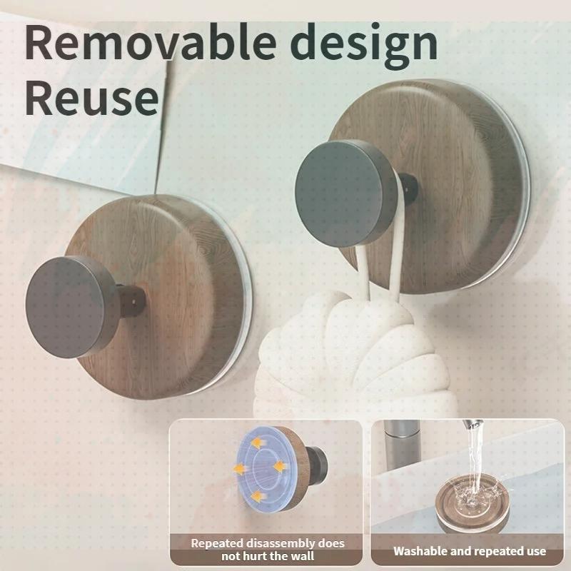 Holz-Saugnapfhaken Dekorative Walnuss-Aufhänger für Schlüssel, Handtücher und Kleidung an Türen, Schränken oder Wänden