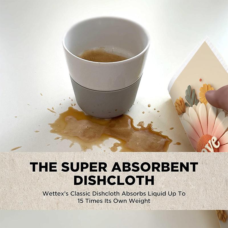 6PCS Daisy Printed Swedish Dishcloths Eco-Friendly Kitchen Rags Absorbent Dish Towels Reusable Washable Cleaning Cloths