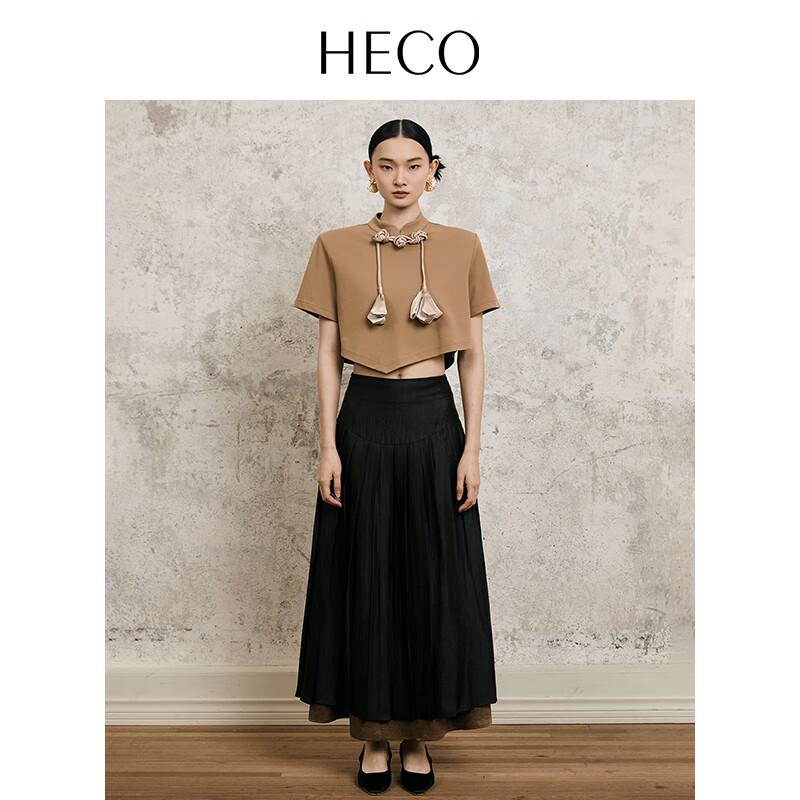 HECO New Chinese Style Frog Button Short-Sleeve T-Shirt for Women