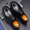2025 spring men's business dress leather shoes casual office leather shoes low-top lace-up black leather shoes wedding shoes men
