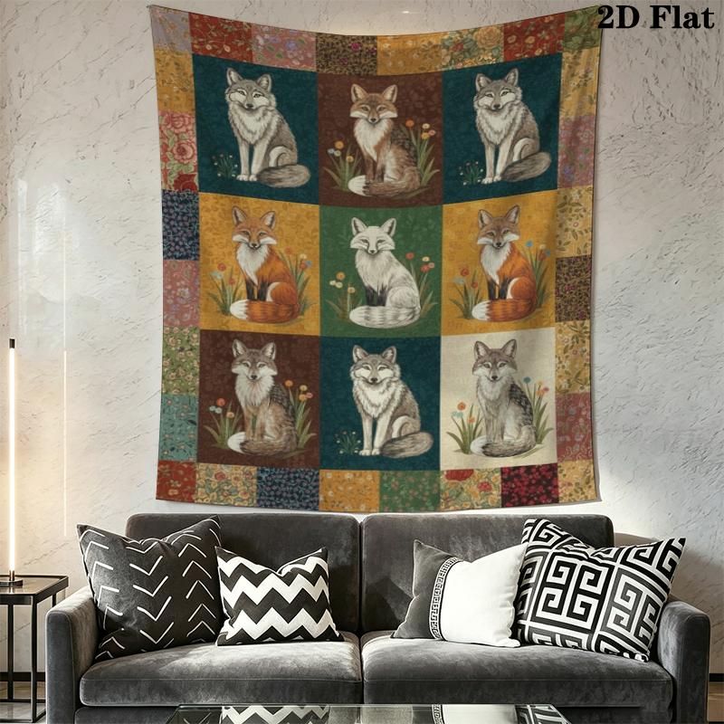 Retro patchwork Animal Wall Tapestry Aesthetic Wall Hanging Printed Fabric Blanket Decorative Tapestries for Bedroom Living Room Home Decor