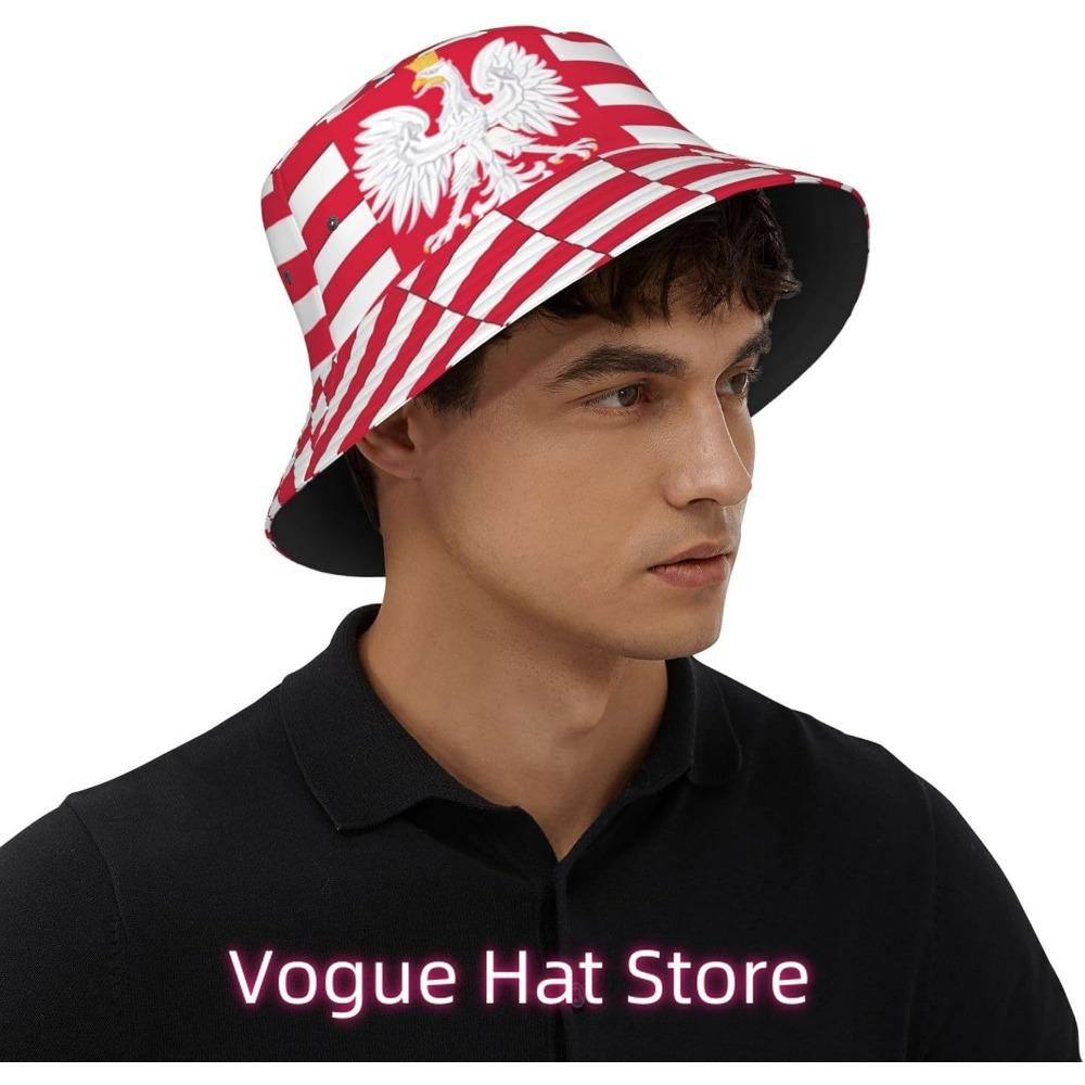 Sombrero de Cubo Bandera de Polonia Vintage para Mujeres Hombres Unisex Gorra de Sol Plegable para Exteriores Sombrero de Pescador Polaco Ropa para la Cabeza