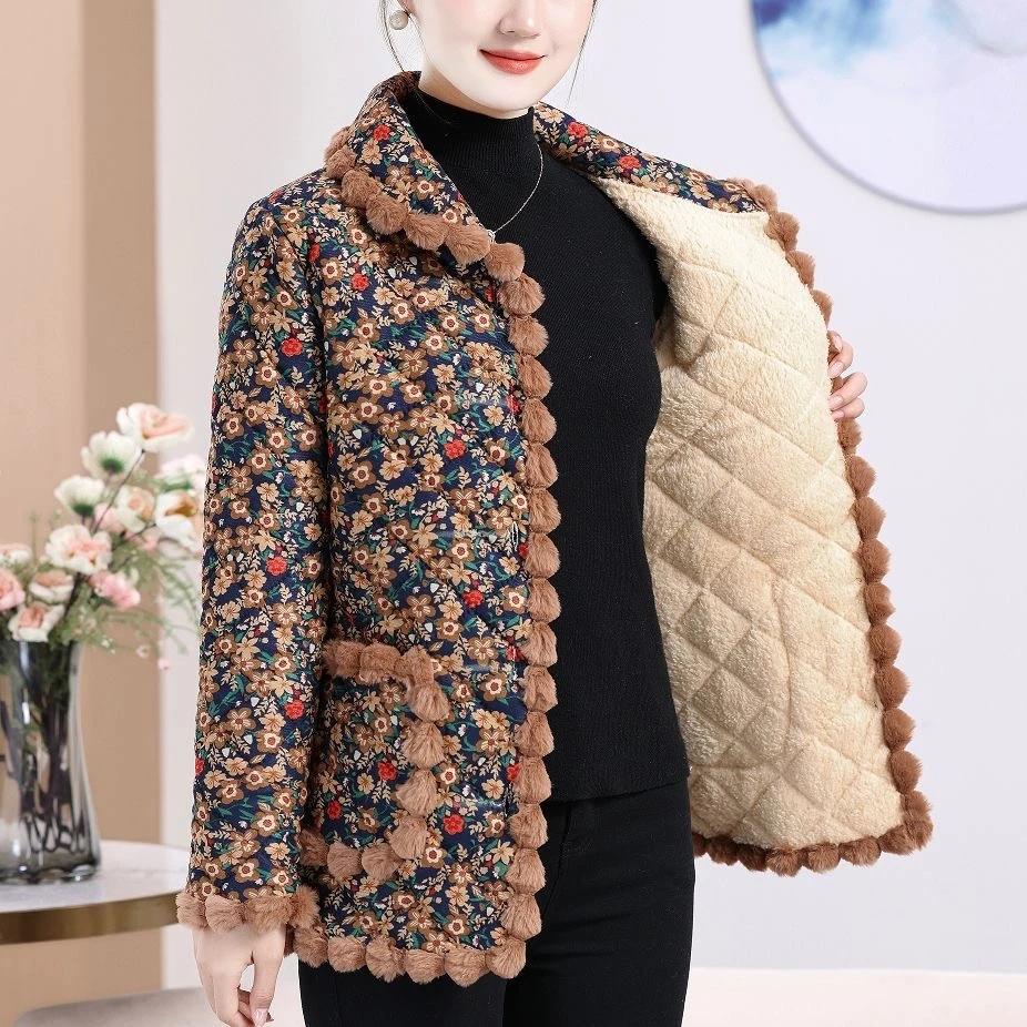 Chaqueta de Invierno para Mujer con Cuello Alto, Abotonadura Simple y Gruesa, Parkas Cálidas para Edad Media