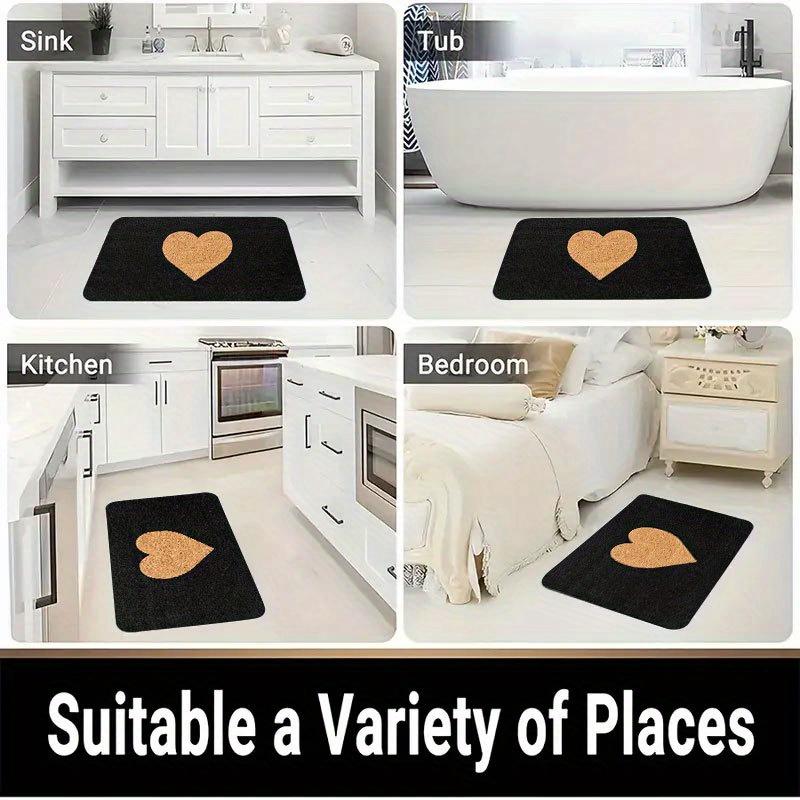 Heart Shaped Non-Slip Floor Mat Absorbent Washable Decorative Area Rug for Entrance Outdoor Bathroom Home Camping