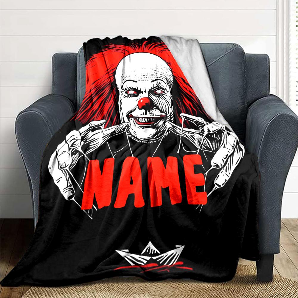 Customiz Name Personality Pennywise the Dancing Clown Blanket Soft &Warm Sofa Office Bed Travel Lunch Break Blanket, Gift Suitable All Seasons