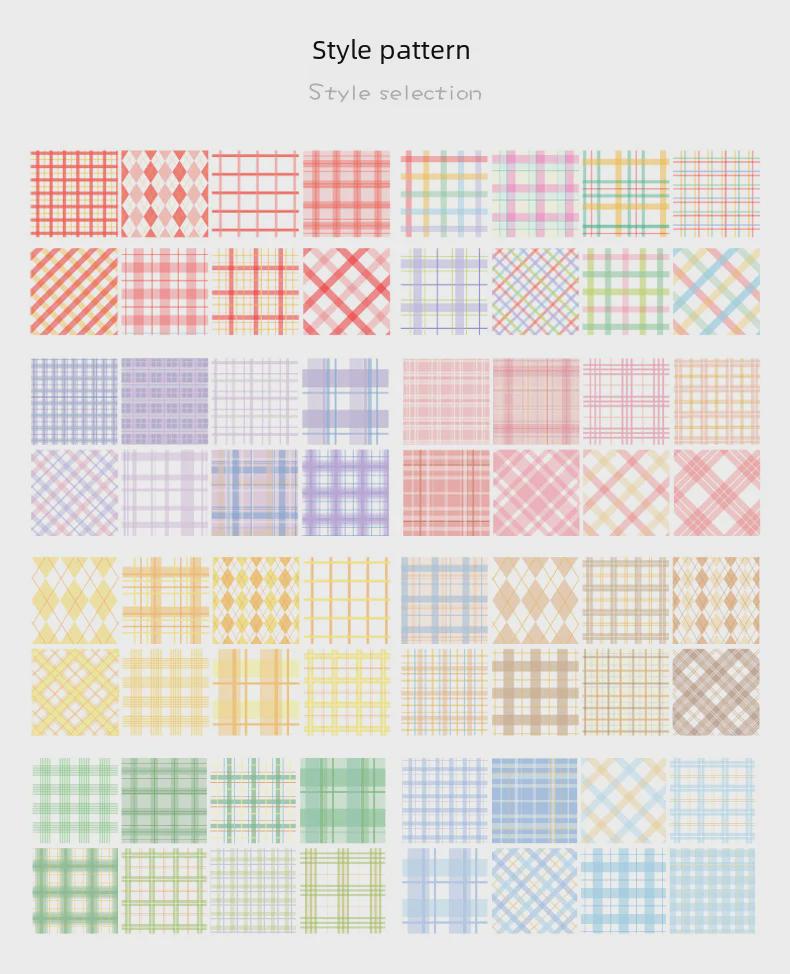 Set med 60 rullar: Japanska Pappersanteckningsbokstejper - Små Fräscha Rutiga Saltserien för DIY-nybörjare