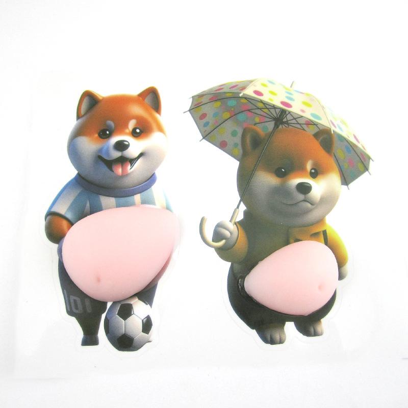 3D Chubby Corgi Silicone Bumper Stickers Ultra-Soft Car Home Anti-collision Pads Cute Puppy Decorative Fun Squishy Stickers