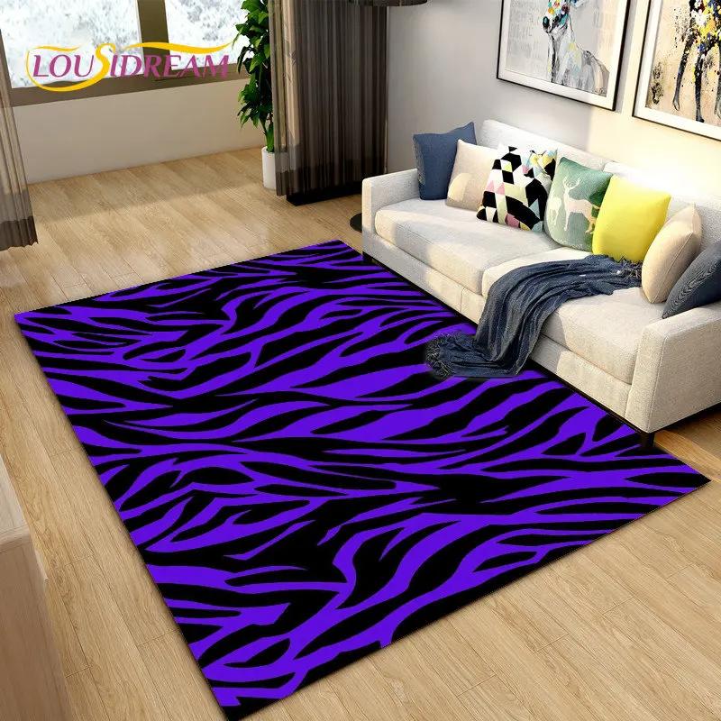 Tapis de Zone Grand Série Couleur 3D Motif Zèbre, Tapis pour Salon Chambre Cuisine Décoration Paillasson, Tapis de Sol Antidérapant