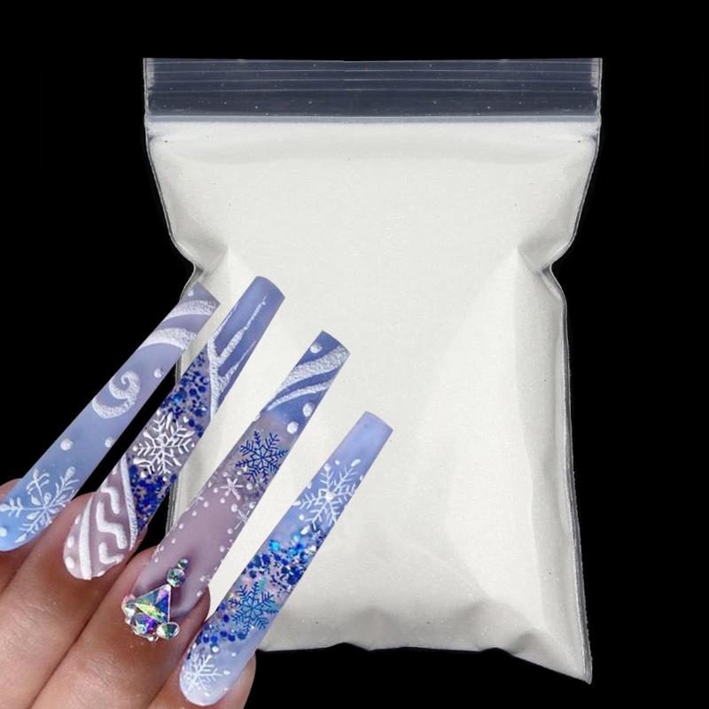 

50 г блестящей белой пудры с эффектом рождественского сахара для ногтей с блестками радужный 0,1 мм ультратонкий блеск объемный пигмент для украшения ногтей своими руками