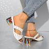 Women's Single Strap Block Heel Slide Sandals, Chunky Heel Summer Dress Shoes