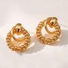 Vintage French Twisted 18k Gold Plated Hollow Circle Fashion Earrings For Women