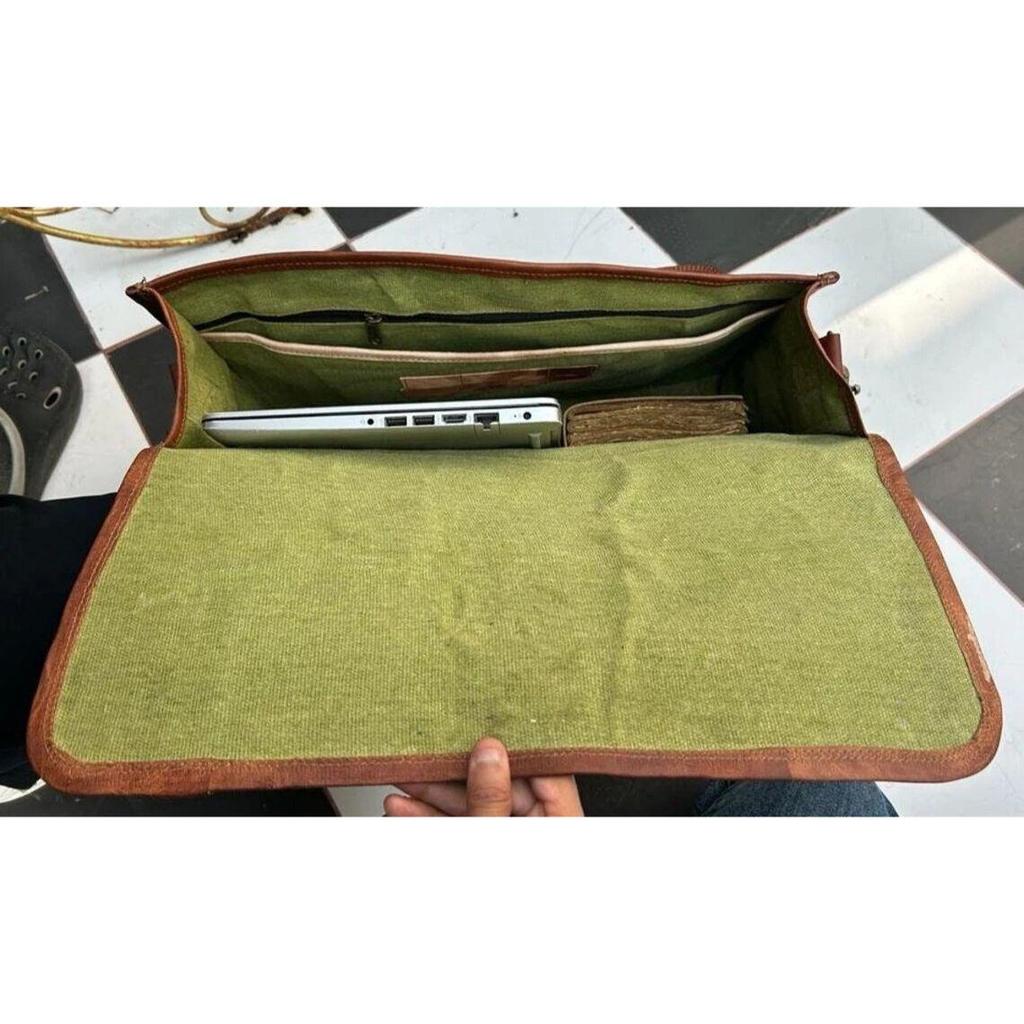 Men's Messenger Shoulder Laptop Bag Briefcase Vintage Leather Satchel Bag