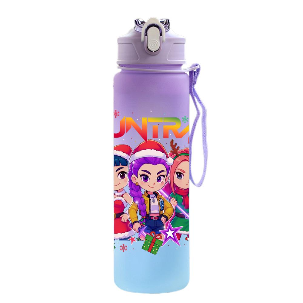 750Ml Water Bottle Christmas K-Pop Demon Hunters Printed Large Capacity Drinking Cup Portable Outdoor Sports Water Cup Children Kid Gift